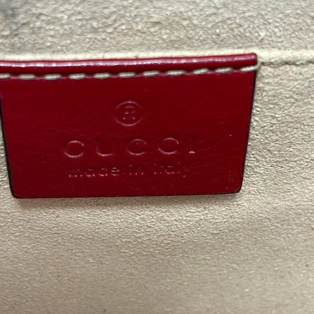 Gucci Rajah Web Chain Shoulder Bag in Red Leather - Small - Preowned - Picture 11 of 15